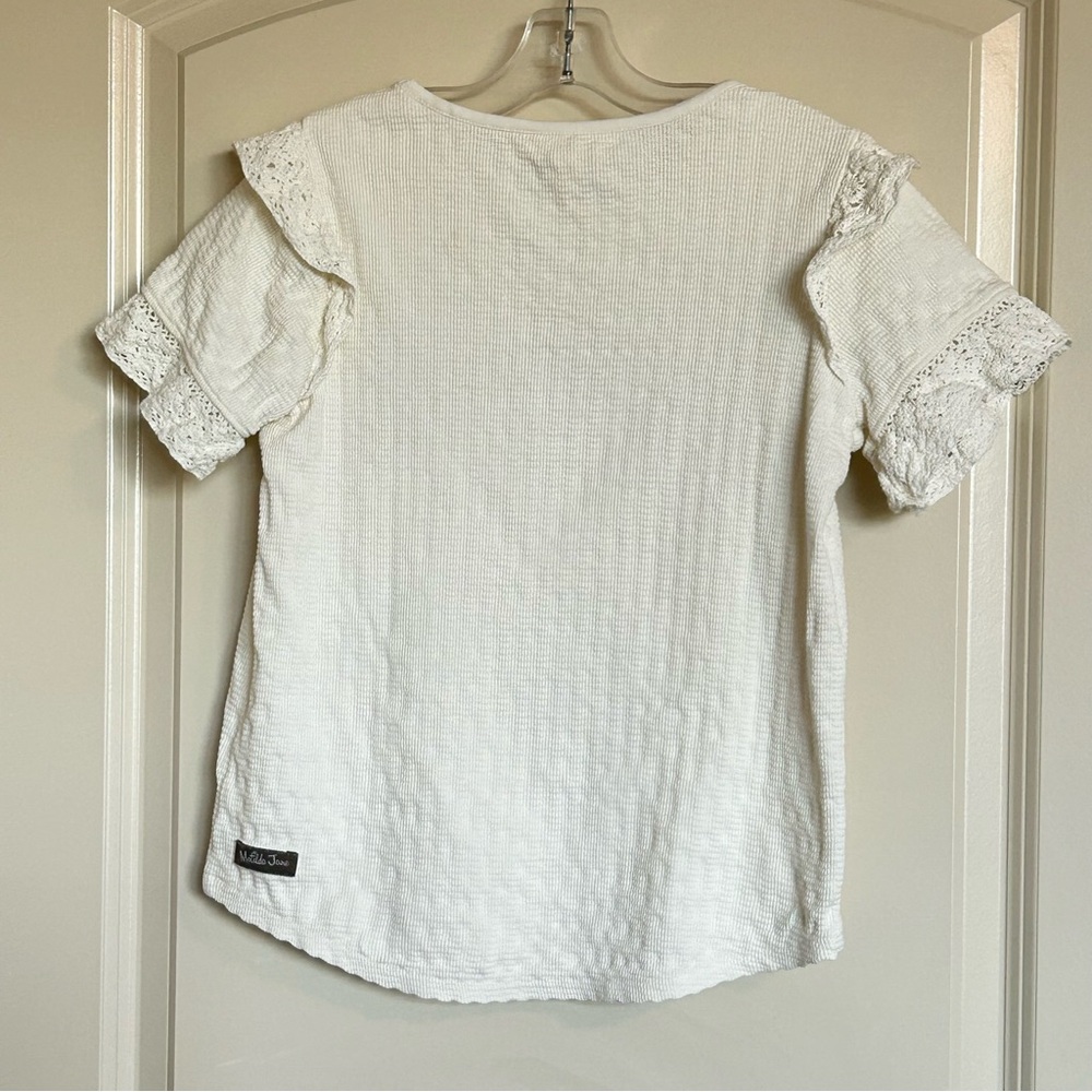Sz10 Matilda Jane Just Image Landry Egret Crochet Ruffle Sleeve Top - Picture 4 of 7